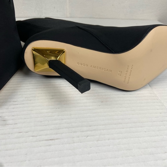 NEW‎ Good American Pointed Toe Heeled Bootie Black Neoprene Women's 9.5 GA118N-X - Picture 7 of 10